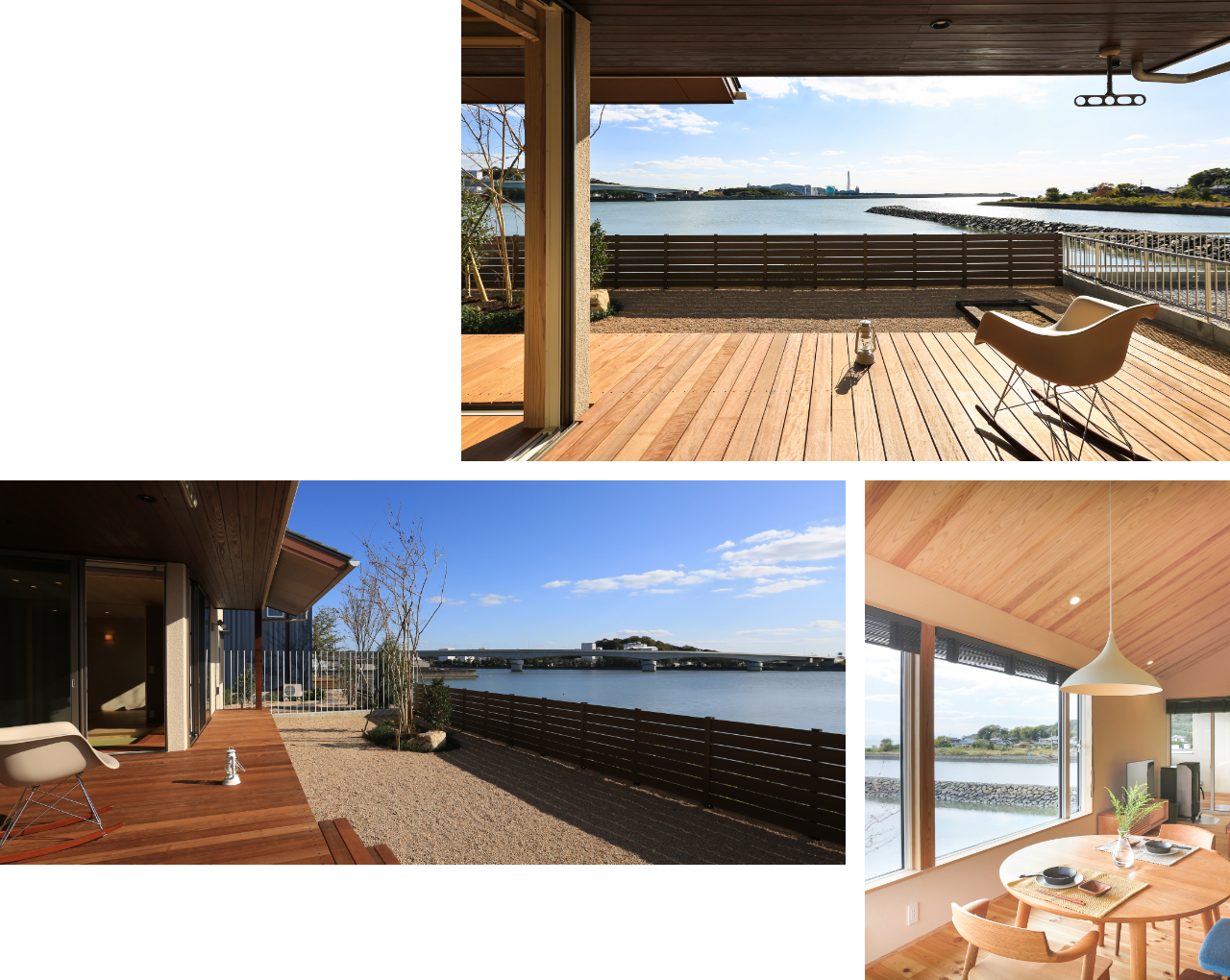 海と繋がる深い軒、2Fから見下ろすダイニング