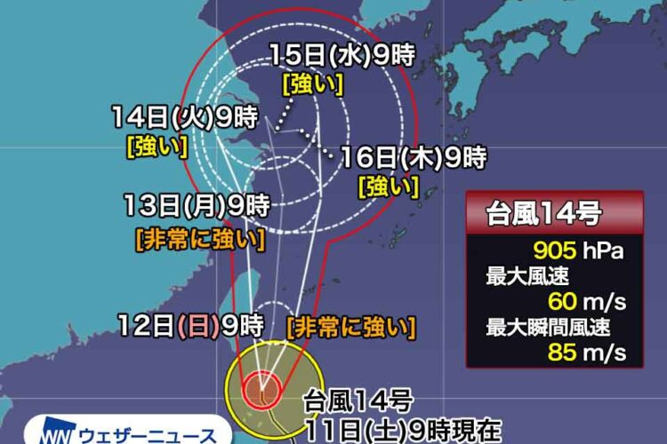 台風14号への備えについて